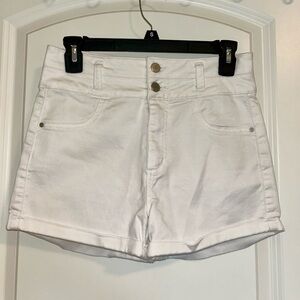 White Women's high rise stretch Shorts